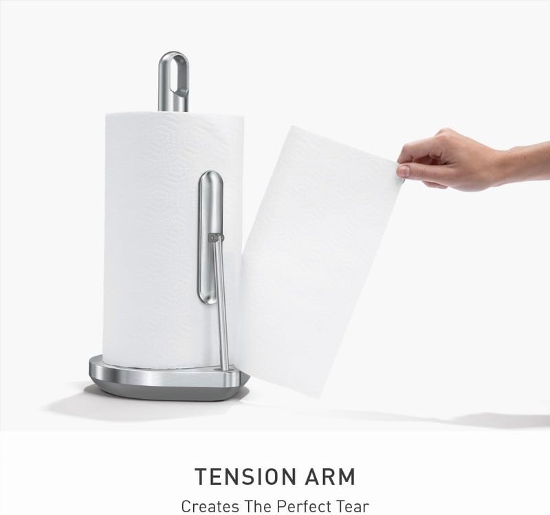 Simple Human Tension Arm Standing Paper Towel Holder, Heavy-Duty, Easy One-Handed Tear, Kitchen Countertop, Brushed Stainless Steel - Image 3